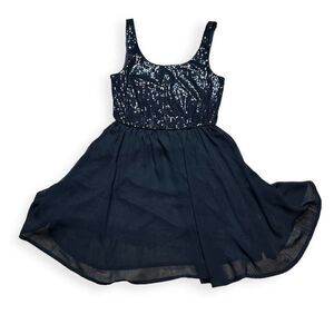 Nollie Women's Black Lined Sequins Sleeveless Cocktail Mini Dress Size Small